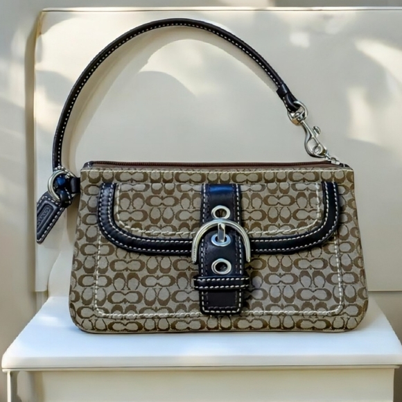 Coach Handbags - Coach Mini Signature Buckle Soho Wristlet